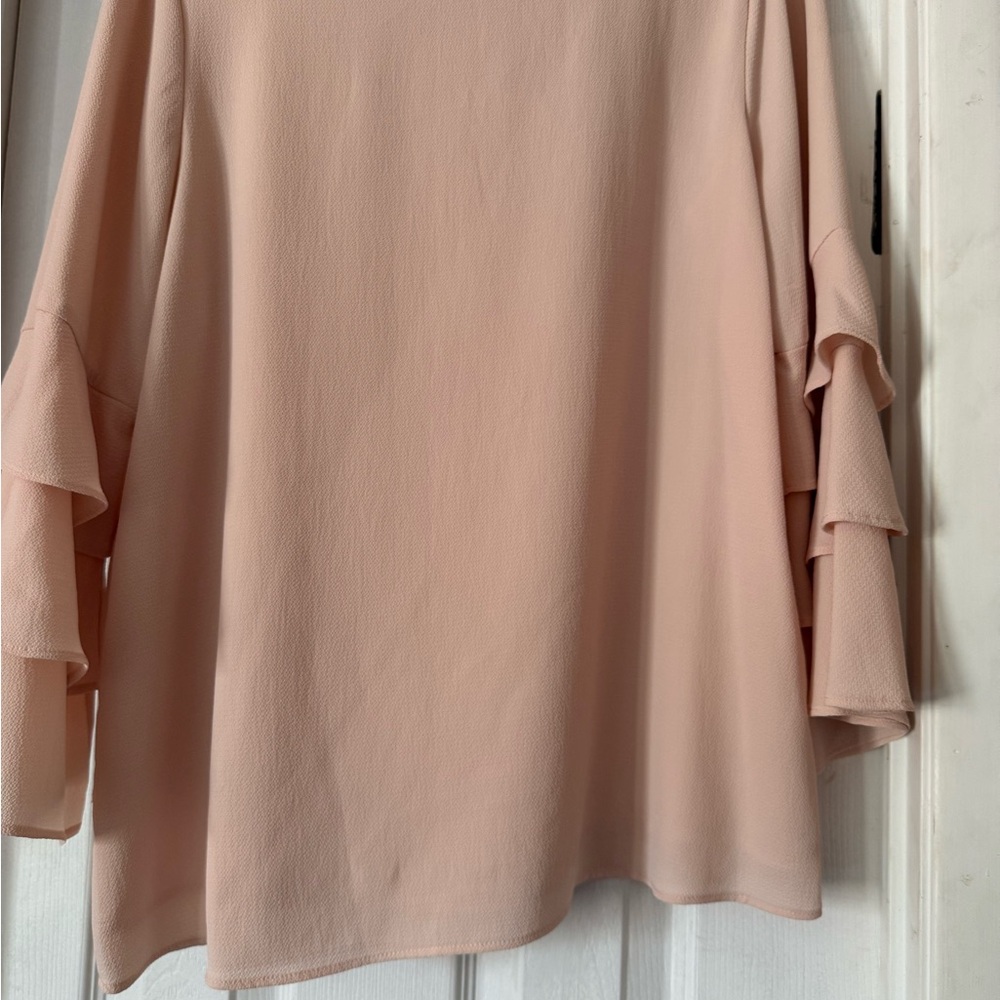 Calvin Klein Blush Ruffle Sleeve Blouse